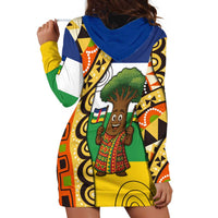 Central African Republic Hoodie Dress with Cartoon Baobab Design and Flag Pattern - Wonder Print Shop