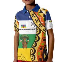 Central African Republic Kid Polo Shirt with Cartoon Baobab Design and Flag Pattern - Wonder Print Shop