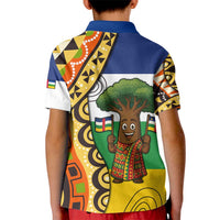 Central African Republic Kid Polo Shirt with Cartoon Baobab Design and Flag Pattern - Wonder Print Shop