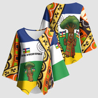 Central African Republic Kimono Sleeve Blouse with Cartoon Baobab Design and Flag Pattern - Wonder Print Shop