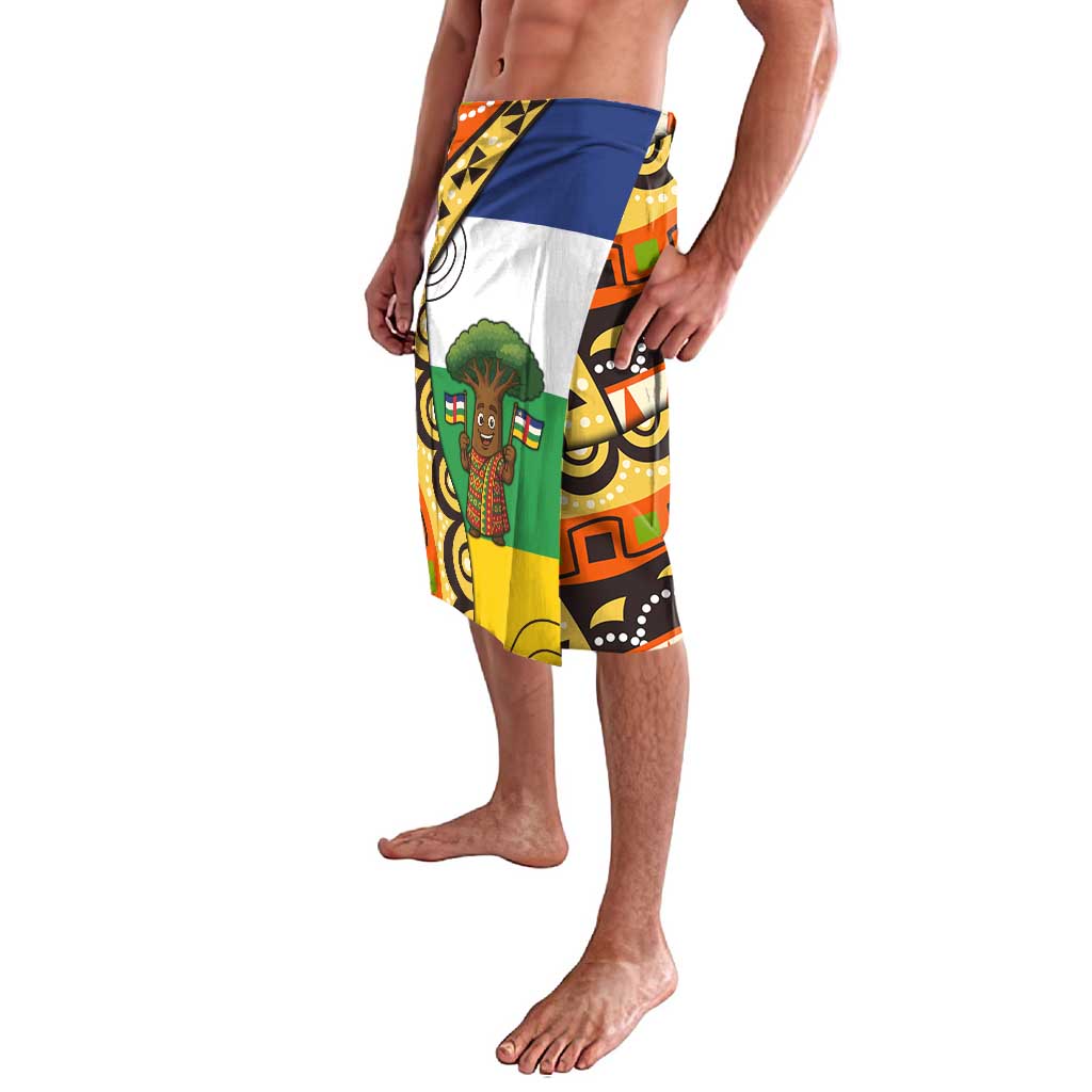 Central African Republic Lavalava with Cartoon Baobab Design and Flag Pattern - Wonder Print Shop