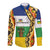 Central African Republic Long Sleeve Button Shirt with Cartoon Baobab Design and Flag Pattern - Wonder Print Shop