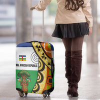 Central African Republic Luggage Cover with Cartoon Baobab Design and Flag Pattern - Wonder Print Shop