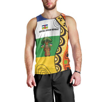 Central African Republic Men Tank Top with Cartoon Baobab Design and Flag Pattern - Wonder Print Shop