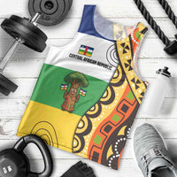 Central African Republic Men Tank Top with Cartoon Baobab Design and Flag Pattern - Wonder Print Shop