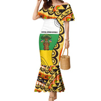 Central African Republic Mermaid Dress with Cartoon Baobab Design and Flag Pattern - Wonder Print Shop