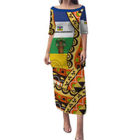 Central African Republic Puletasi with Cartoon Baobab Design and Flag Pattern - Wonder Print Shop