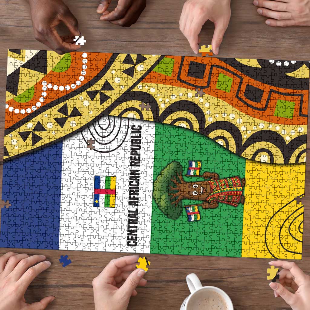 Central African Republic Puzzle with Cartoon Baobab Design and Flag Pattern - Wonder Print Shop