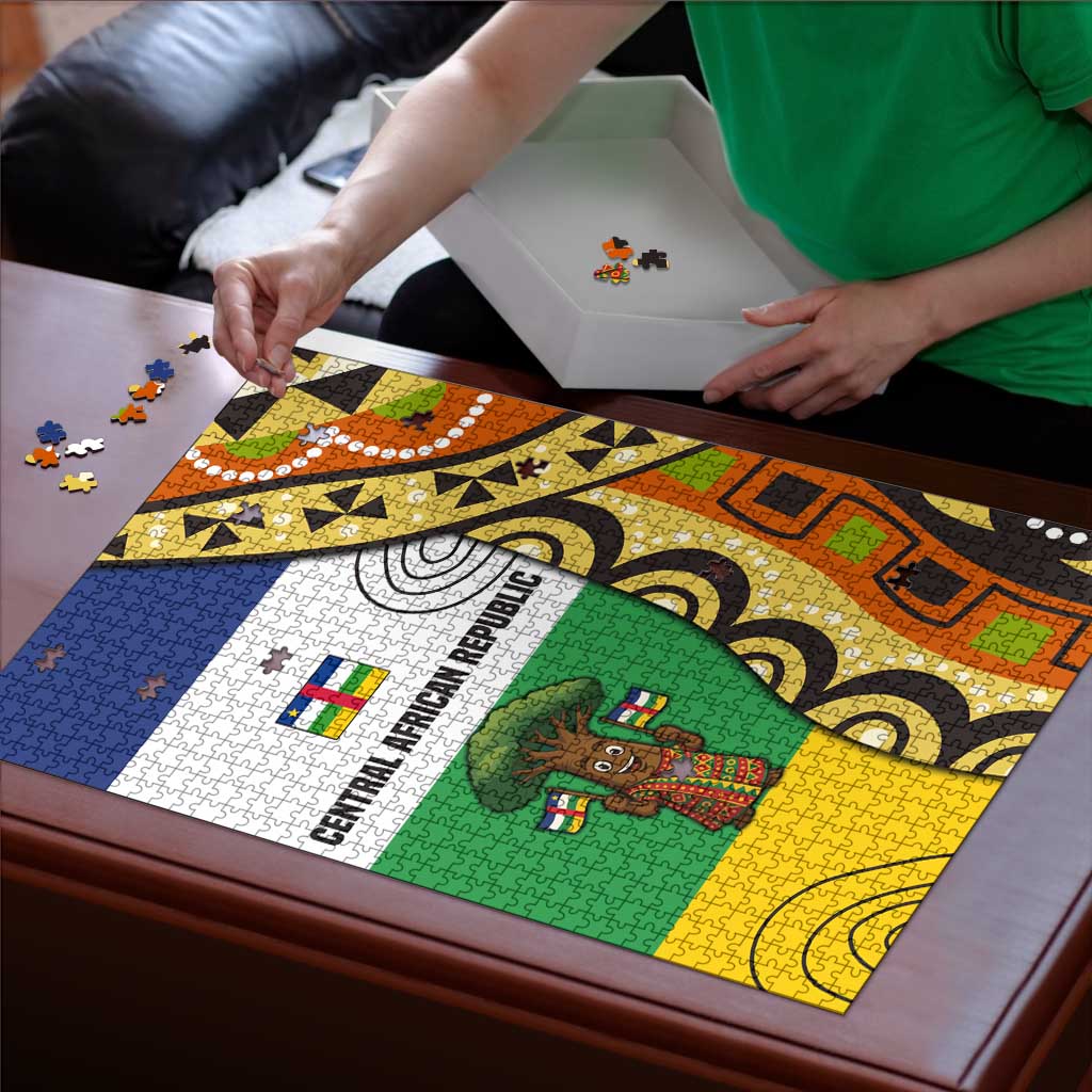 Central African Republic Puzzle with Cartoon Baobab Design and Flag Pattern - Wonder Print Shop