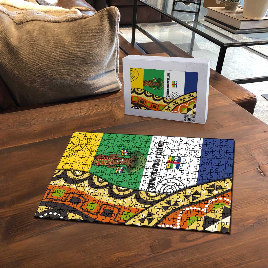 Central African Republic Puzzle with Cartoon Baobab Design and Flag Pattern - Wonder Print Shop