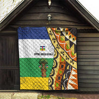 Central African Republic Quilt with Cartoon Baobab Design and Flag Pattern - Wonder Print Shop