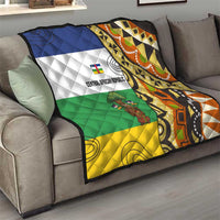 Central African Republic Quilt with Cartoon Baobab Design and Flag Pattern - Wonder Print Shop