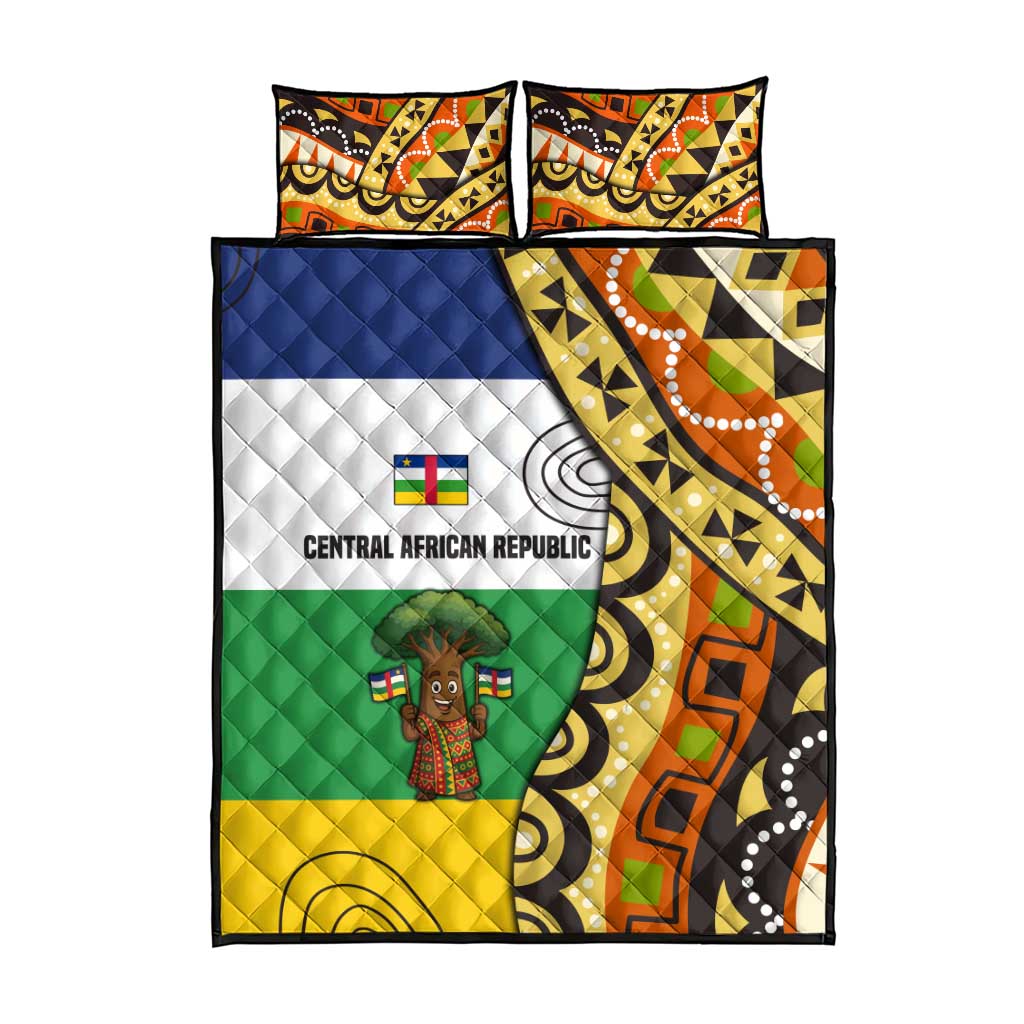 Central African Republic Quilt Bed Set with Cartoon Baobab Design and Flag Pattern - Wonder Print Shop