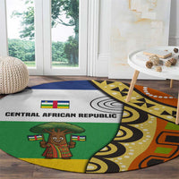 Central African Republic Round Carpet with Cartoon Baobab Design and Flag Pattern - Wonder Print Shop