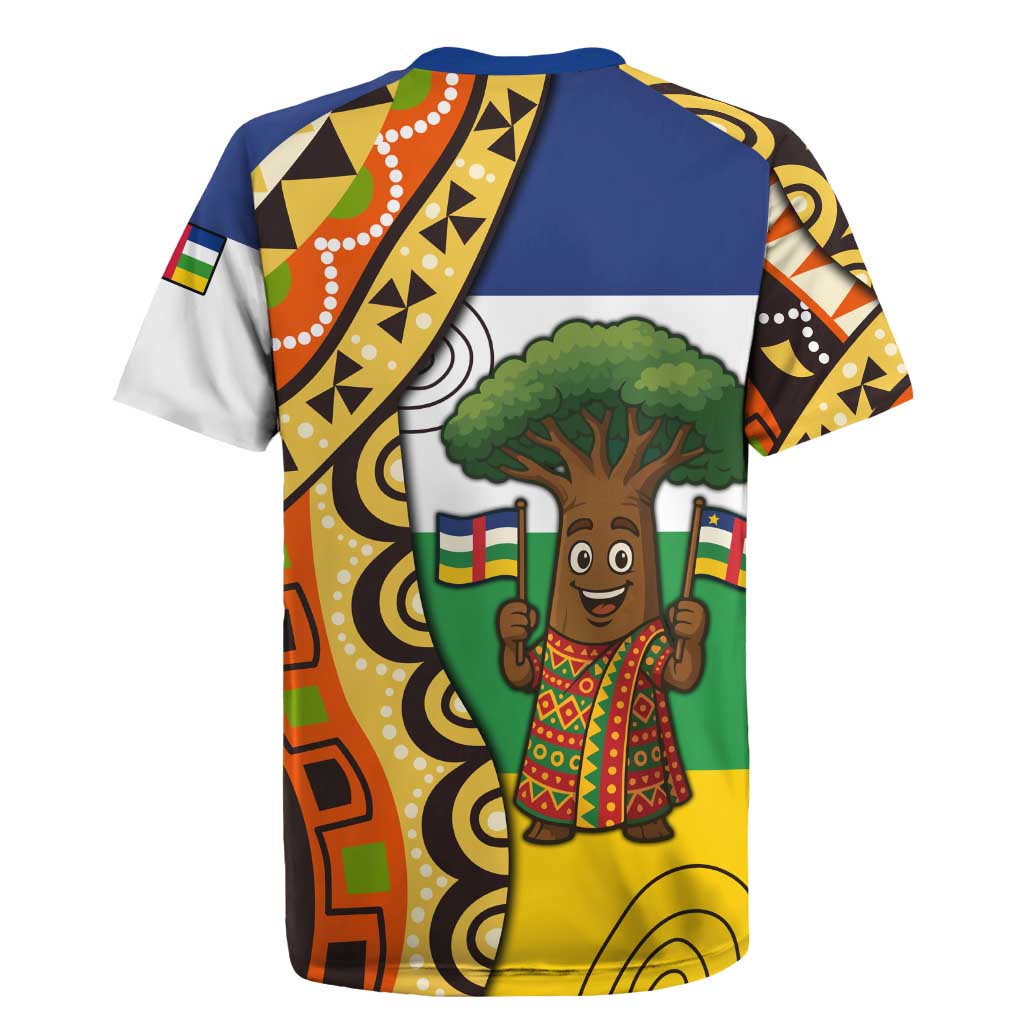 Central African Republic Rugby Jersey with Cartoon Baobab Design and Flag Pattern - Wonder Print Shop