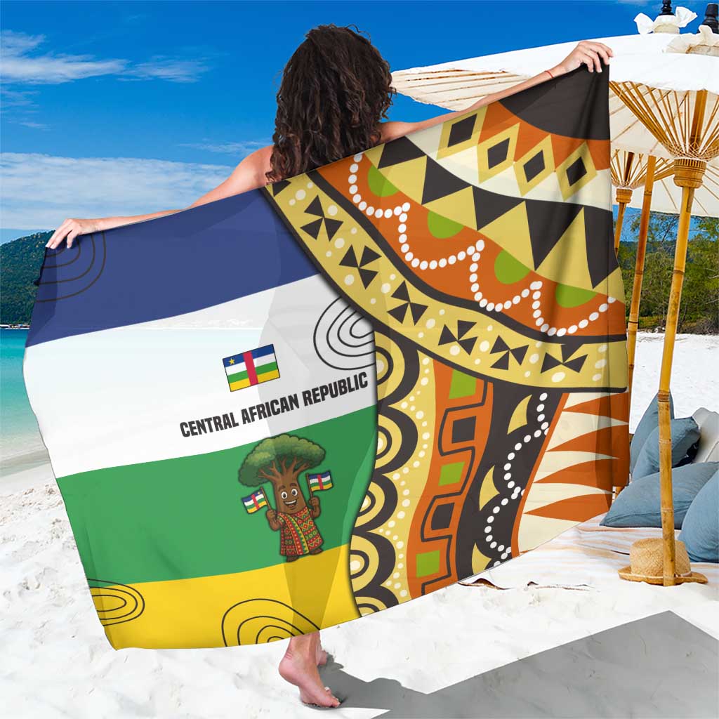 Central African Republic Sarong with Cartoon Baobab Design and Flag Pattern - Wonder Print Shop