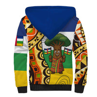 Central African Republic Sherpa Hoodie with Cartoon Baobab Design and Flag Pattern - Wonder Print Shop