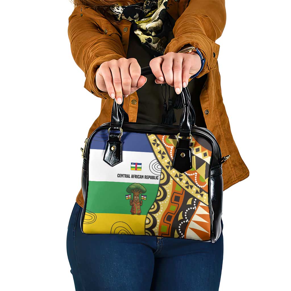 Central African Republic Shoulder Handbag with Cartoon Baobab Design and Flag Pattern - Wonder Print Shop