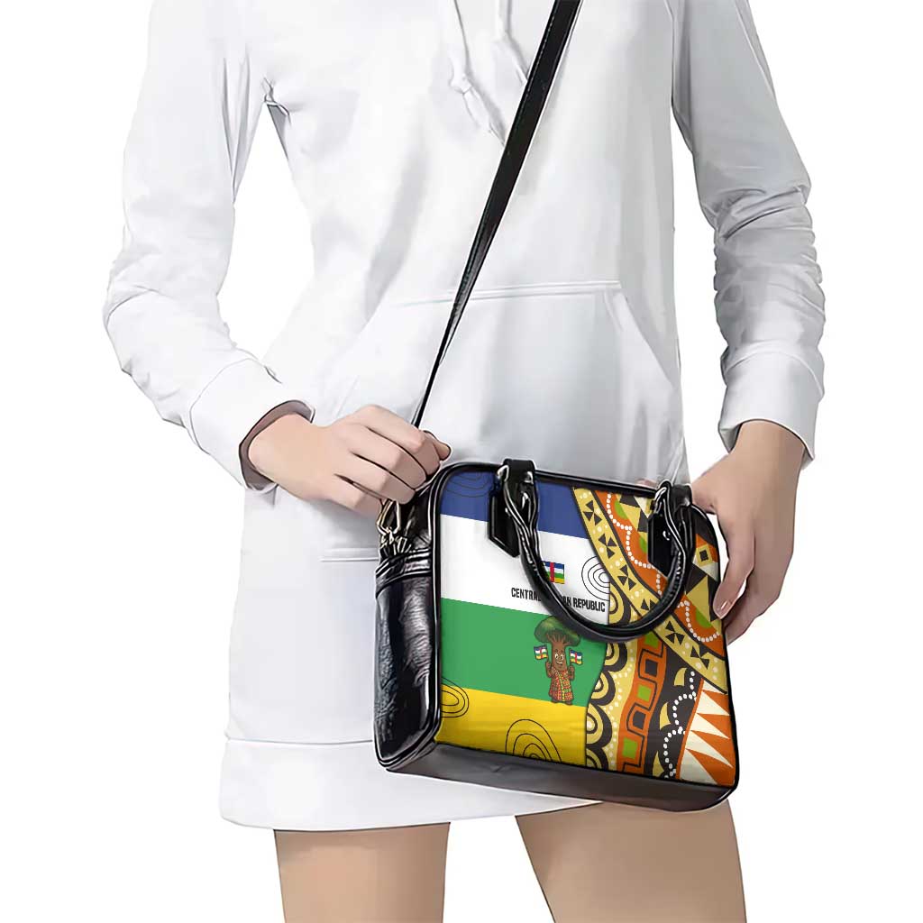Central African Republic Shoulder Handbag with Cartoon Baobab Design and Flag Pattern - Wonder Print Shop