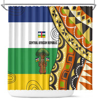 Central African Republic Shower Curtain with Cartoon Baobab Design and Flag Pattern - Wonder Print Shop