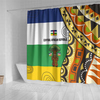 Central African Republic Shower Curtain with Cartoon Baobab Design and Flag Pattern - Wonder Print Shop