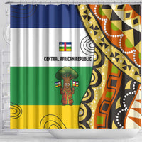 Central African Republic Shower Curtain with Cartoon Baobab Design and Flag Pattern - Wonder Print Shop