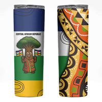 Central African Republic Skinny Tumbler with Cartoon Baobab Design and Flag Pattern - Wonder Print Shop