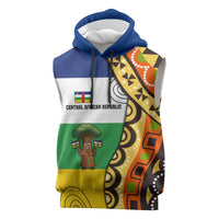 Central African Republic Sleeveless Hoodie with Cartoon Baobab Design and Flag Pattern - Wonder Print Shop