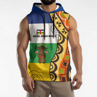 Central African Republic Sleeveless Hoodie with Cartoon Baobab Design and Flag Pattern - Wonder Print Shop