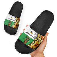 Central African Republic Slide Sandals with Cartoon Baobab Design and Flag Pattern - Wonder Print Shop