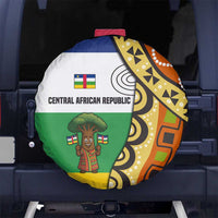 Central African Republic Spare Tire Cover with Cartoon Baobab Design and Flag Pattern - Wonder Print Shop
