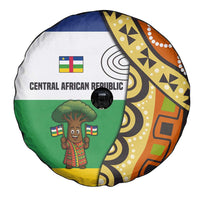 Central African Republic Spare Tire Cover with Cartoon Baobab Design and Flag Pattern - Wonder Print Shop