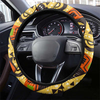 Central African Republic Steering Wheel Cover with Cartoon Baobab Design and Flag Pattern - Wonder Print Shop