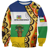 Central African Republic Sweatshirt with Cartoon Baobab Design and Flag Pattern - Wonder Print Shop