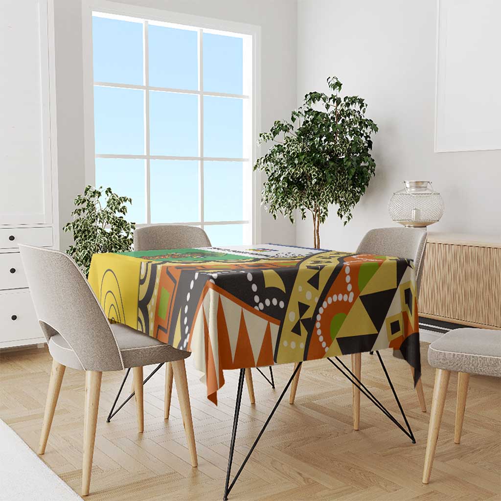 Central African Republic Tablecloth with Cartoon Baobab Design and Flag Pattern - Wonder Print Shop