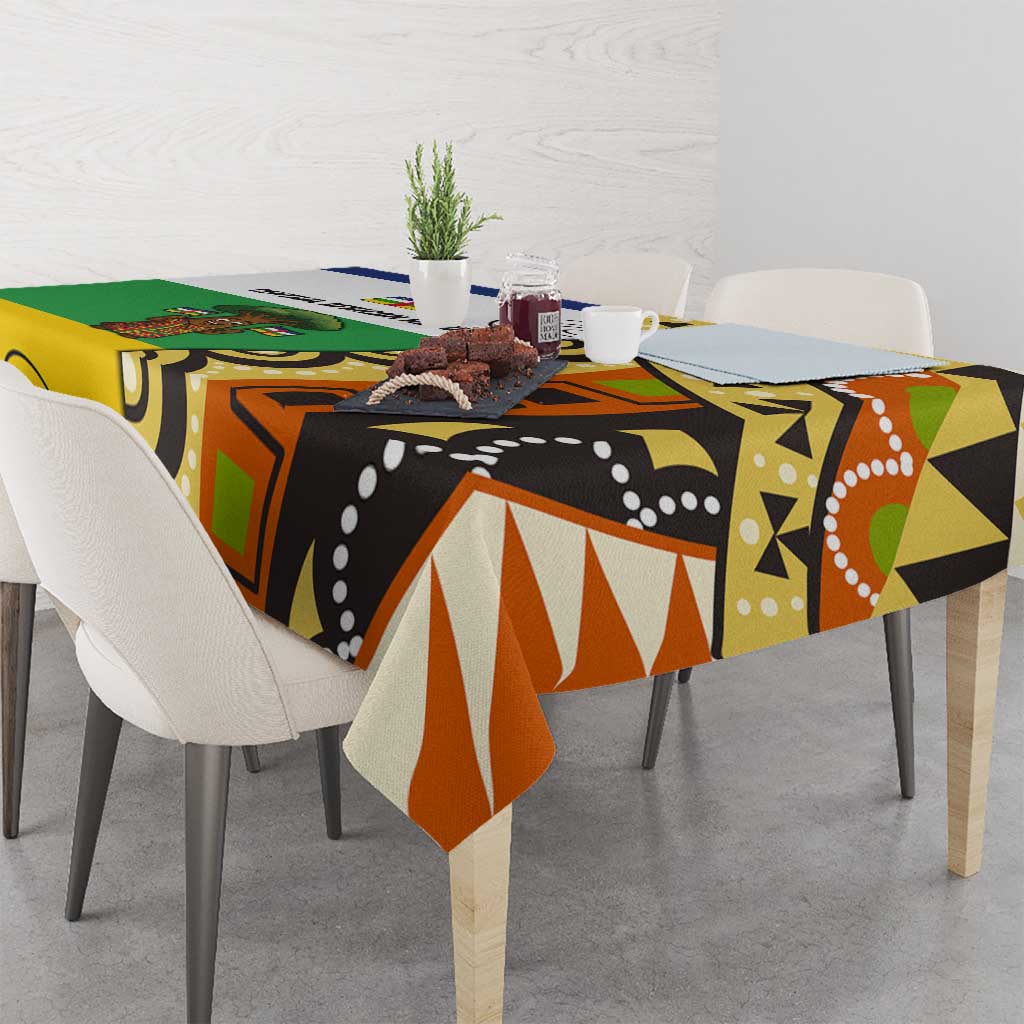 Central African Republic Tablecloth with Cartoon Baobab Design and Flag Pattern - Wonder Print Shop