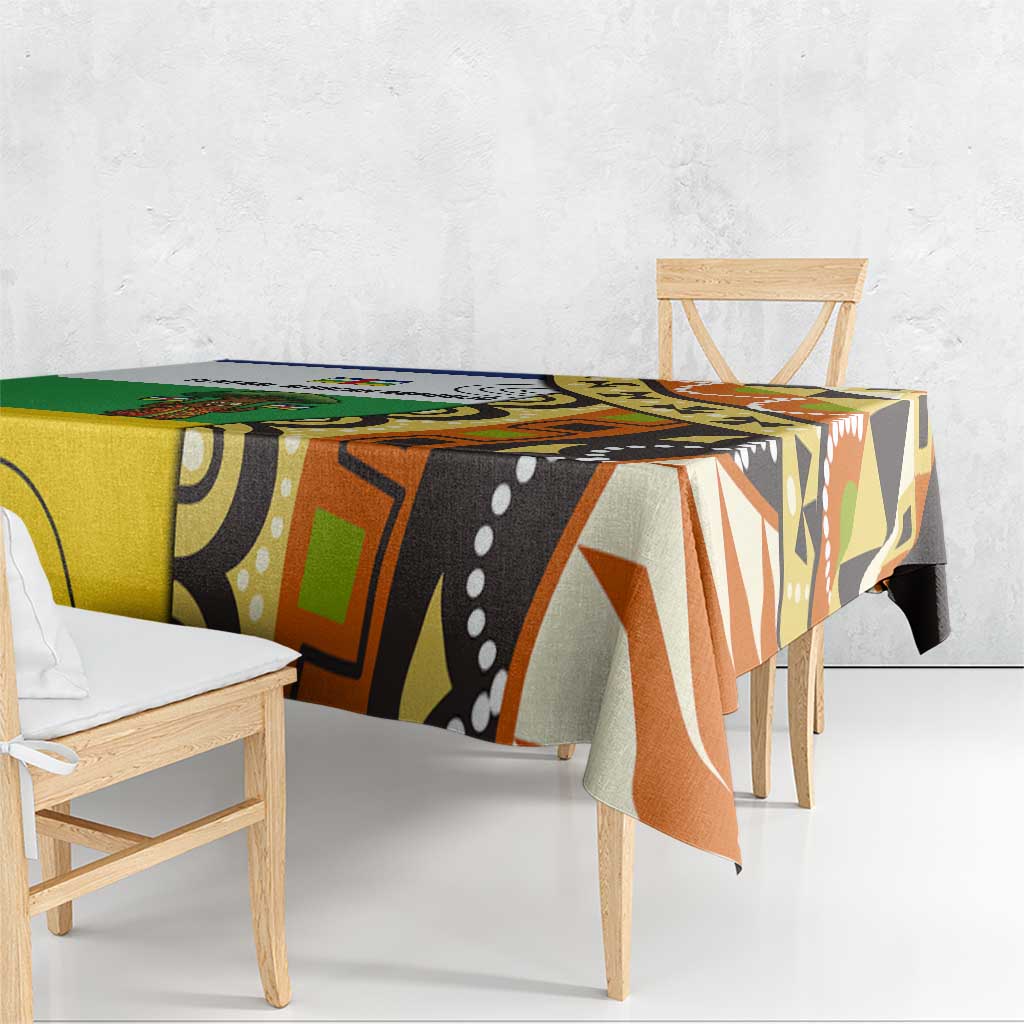 Central African Republic Tablecloth with Cartoon Baobab Design and Flag Pattern - Wonder Print Shop
