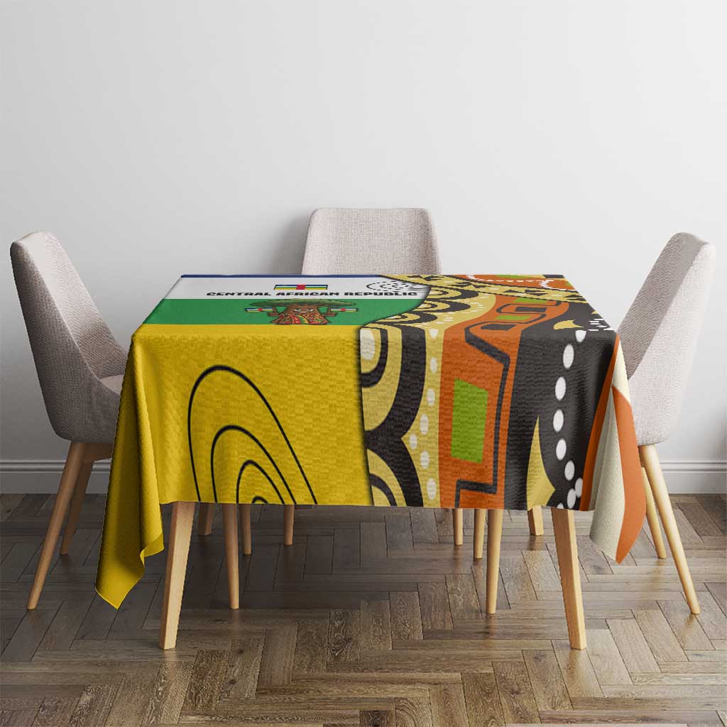 Central African Republic Tablecloth with Cartoon Baobab Design and Flag Pattern - Wonder Print Shop