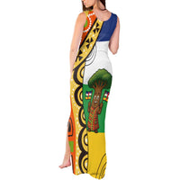 Central African Republic Tank Maxi Dress with Cartoon Baobab Design and Flag Pattern - Wonder Print Shop