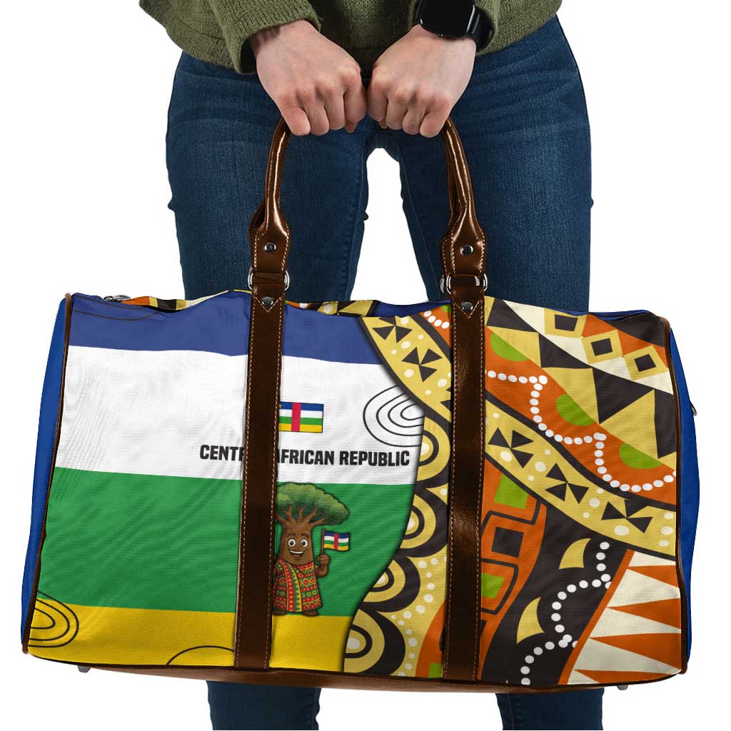 Central African Republic Travel Bag with Cartoon Baobab Design and Flag Pattern - Wonder Print Shop