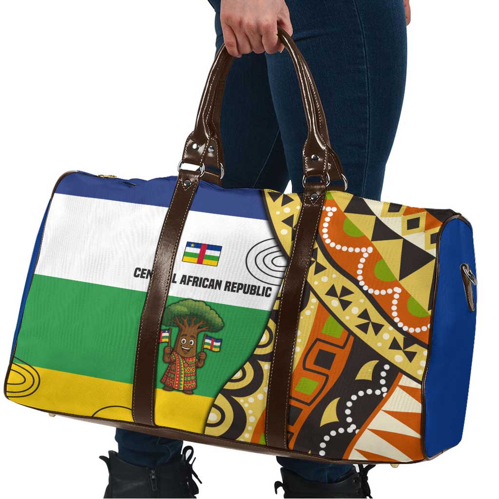 Central African Republic Travel Bag with Cartoon Baobab Design and Flag Pattern - Wonder Print Shop