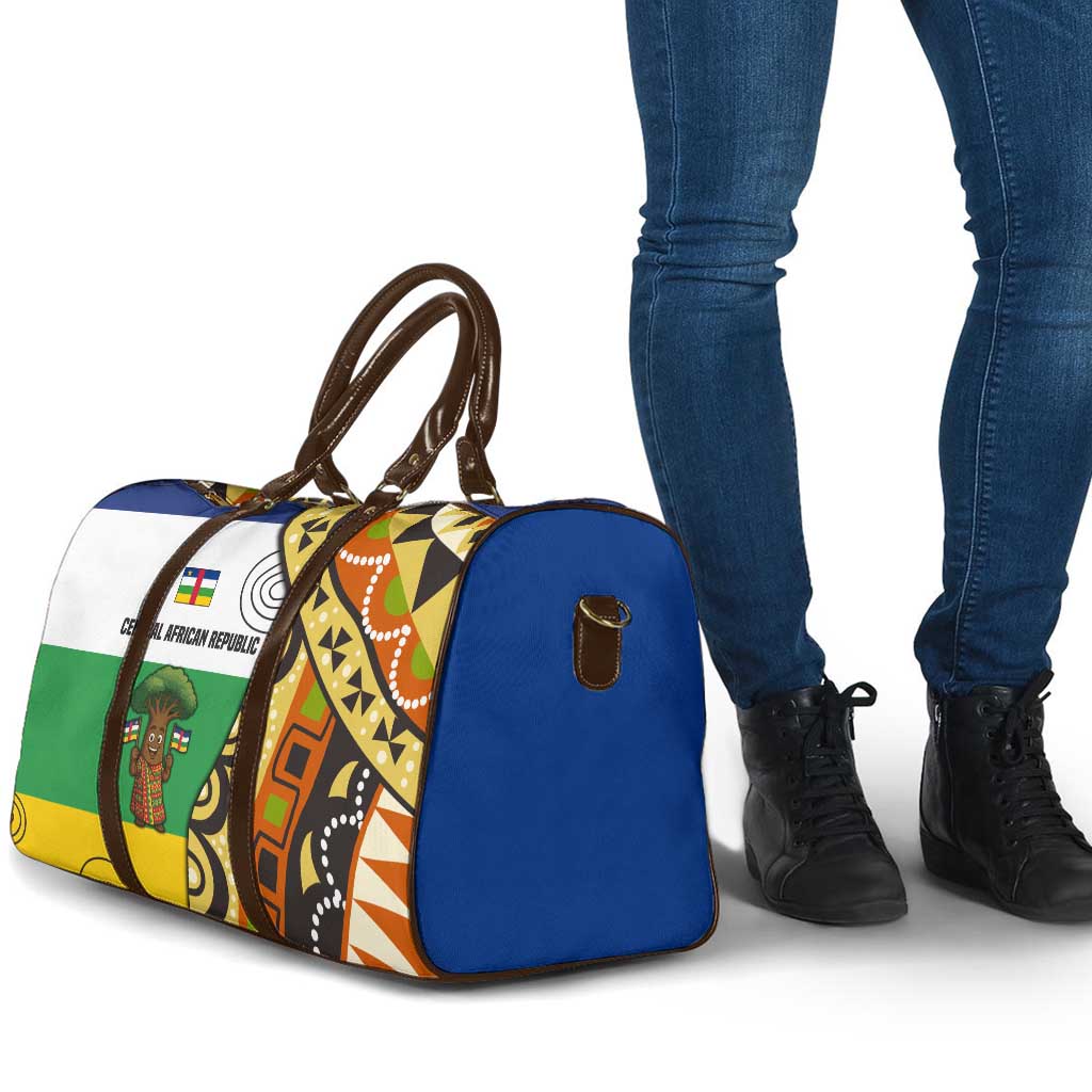 Central African Republic Travel Bag with Cartoon Baobab Design and Flag Pattern - Wonder Print Shop
