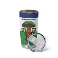 Central African Republic Tumbler Cup with Cartoon Baobab Design and Flag Pattern - Wonder Print Shop
