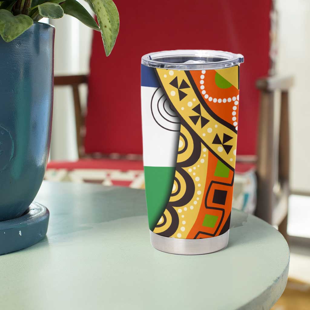 Central African Republic Tumbler Cup with Cartoon Baobab Design and Flag Pattern - Wonder Print Shop