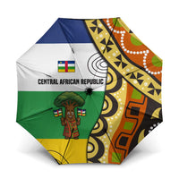 Central African Republic Umbrella with Cartoon Baobab Design and Flag Pattern - Wonder Print Shop