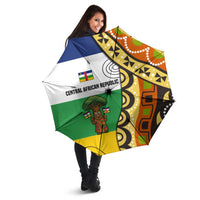 Central African Republic Umbrella with Cartoon Baobab Design and Flag Pattern - Wonder Print Shop