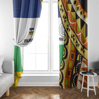 Central African Republic Window Curtain with Cartoon Baobab Design and Flag Pattern - Wonder Print Shop