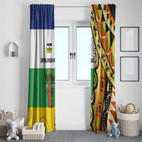 Central African Republic Window Curtain with Cartoon Baobab Design and Flag Pattern - Wonder Print Shop