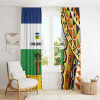 Central African Republic Window Curtain with Cartoon Baobab Design and Flag Pattern - Wonder Print Shop