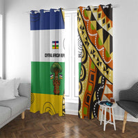 Central African Republic Window Curtain with Cartoon Baobab Design and Flag Pattern - Wonder Print Shop